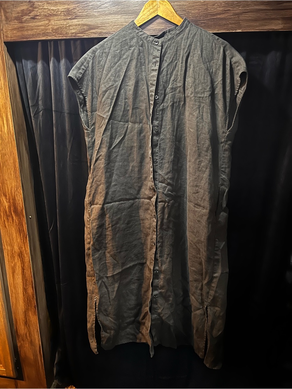 Charcoal grey linen dress
